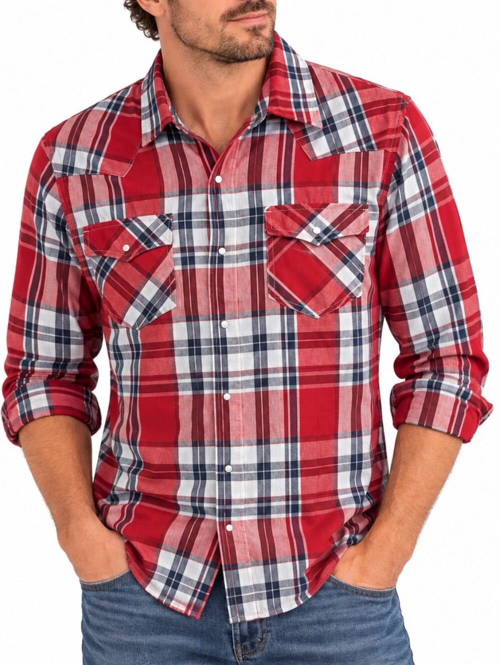 Levi's Red Plaid Button-Down Shirt Size M